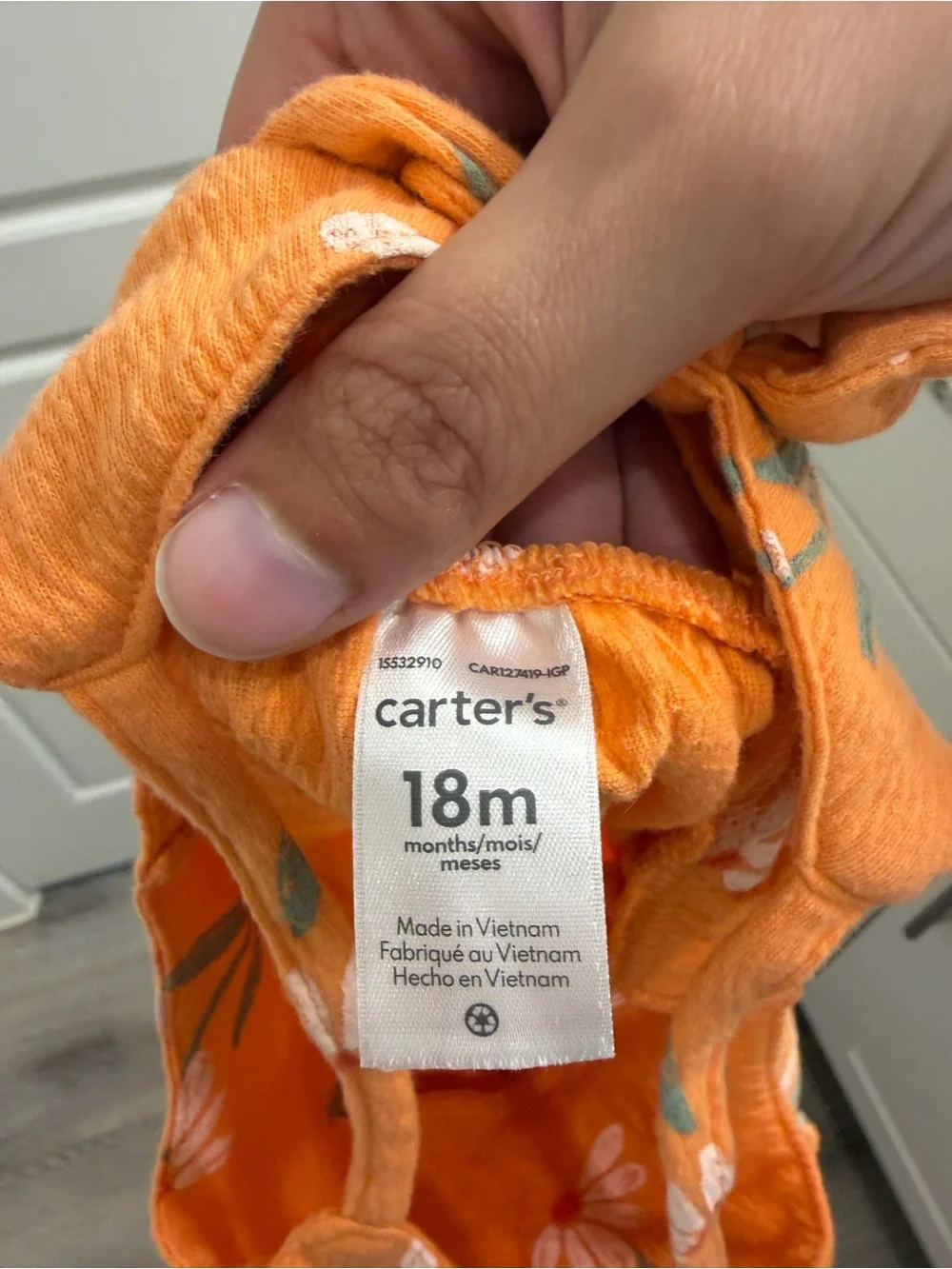 Carter's Orange Floral Romper with Daisy Print
